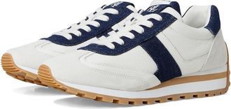 Lauren Ralph Lauren Dani Denim-Trim Leather Suede Sneakers Womens Shoes Snow White/Bianco/Vayra Wash/Snow White : 6.5 B - Medium