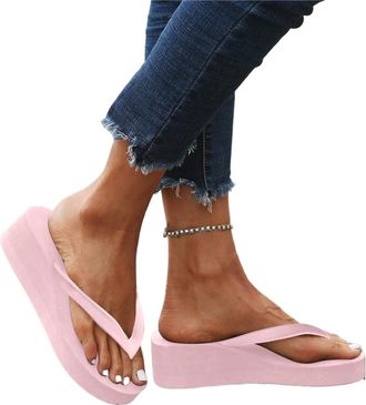 Generic Womens Platform Flip Flops Wedge Sandals Casual Dressy Womans Summer Sandals Comfortable Arch Support Cushion Walking Shoes Ladies Wedge Flip Flops Sh