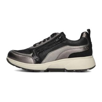 Xsensible Schoenen, Dames, Zwart, 41 EU, Leer, Zilver Lage Dames Sneakers Valletta
