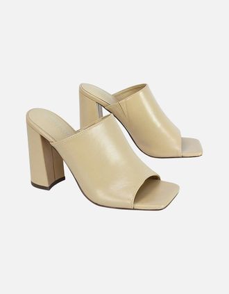 XY London Womens XY London Womens/Ladies Square Toe High Block Heel Mule Sandals - Pink - Size: 6