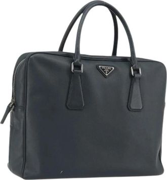 Prada Pre-owned Vintage Saffiano Leren Zaken Tas - Dames - Vintage Handtas - Zwart - ONE Size - Leer - Vintage