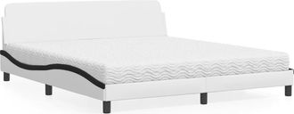 vidaXL Vidaxl - Cama Con Colch&oacute;n Cuero Sint&eacute;tico Blanco Y Negro 180x200 Cm