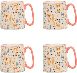 10 Strawberry Street Set Of 4 Bella Mug, Lots Of Cats