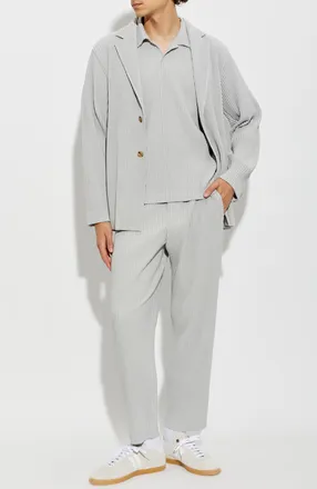 Homme Pliss&eacute; Issey Miyake Pleated Polo, Mens, Grey