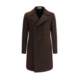 Tagliatore Mens Double Breasted Overcoat - Dark Brown Wool - Size EU 52 (Mens)