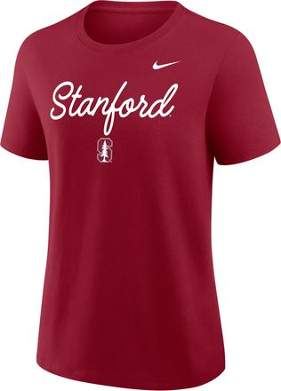Nike Stanford Script Mantra Logo Nike Womens College T-Shirt in Red | 01K969WSDN-VVT