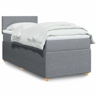 vidaXL Cama Box Spring Con Colch&oacute;n Tela Gris Claro 90x200 Cm Vidaxl