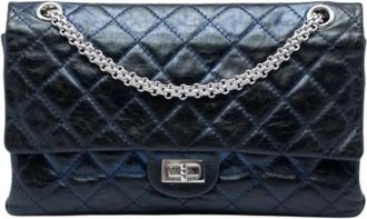 Chanel Pre-owned Double Flap Shoulder Bag - Dames - Vintage Schoudertas - Blauw - ONE Size - Leer - Vintage