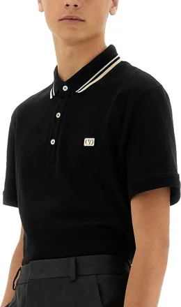 Valentino Piqu&eacute; Cotton Polo Shirt - Black