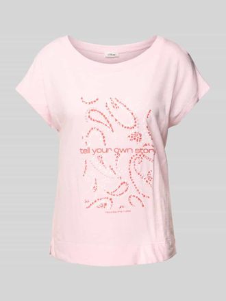 s.Oliver Red Label Relaxed Fit T-Shirt aus Baumwoll-Viskose-Mix mit Artwork Print in Rosa, Gr&ouml;&szlig;e 40