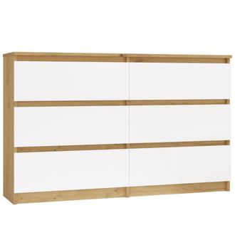 Topeshop Milan - C&oacute;moda Ancha Para Dormitorio Con 6 Cajones - 30x120x77 Cm - Mueble De Almacenamiento - Artesanal Y Blanco