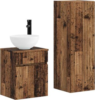 vidaXL Juego De Muebles De Ba&ntilde;o 2 Uds. Madera Envejecida Vidaxl