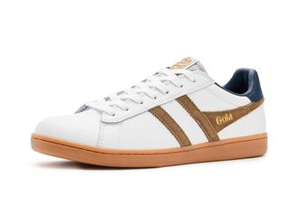 Gola Equipe II Leather Mens Shoes White/Tobacco/Navy : 10.5 D - Medium, Suede