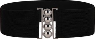 Generic JIER Womens Wide Elastic Waist Belt for Dresses Waistband Ladies Wide Stretch Elastic Stretchy Wide Belts Dress Thin Metallic Buckle Waist Belt (Black