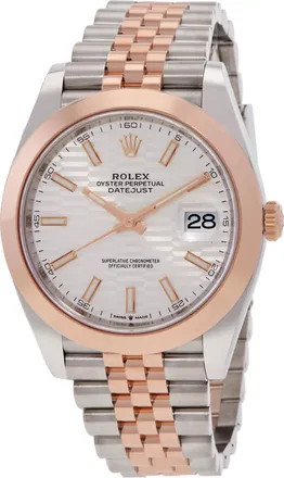 Rolex Datejust 41 Silver, Fluted Motif Dial Automatic Mens Steel and 18kt Everose Gold Jubilee Watch M126301-0018