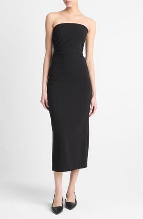 Vince Ruched Strapless Midi Dress in Black at Nordstrom Rack, Size 6