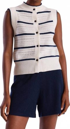 Brodie Taylor Cashmere Tank Top In Navy/white