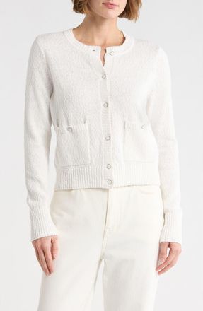 DKNY Button Front Cotton Cardigan in White at Nordstrom Rack, Size X-Small