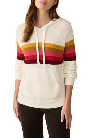 Faherty Throwback Organic Cotton & Cashmere Sweater Hoodie in Golden Trek Stripe at Nordstrom Rack, Size X-Small