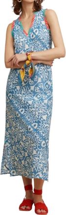 Lisa Corti Cheack Dress With Damask Print In Blue Print