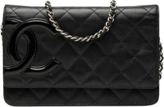 Chanel Pre-owned Wallet On Chain - Dames - Vintage Schoudertas - Zwart - ONE Size - Leer - Vintage