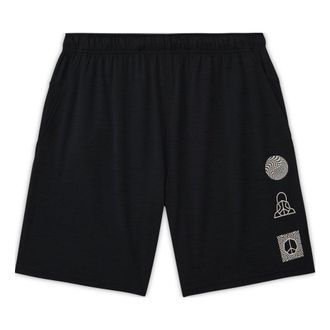 Nike Mens Nike Quick Dry Solid Color Geometry Pattern Environmental Friendly Sports Shorts Black DM8145-045
