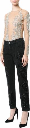 Amen Beaded Boyfriend Jean In Black