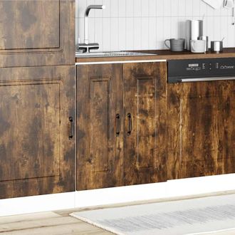 Berkfield Home Sink Base Cabinet Kalmar Smoked Oak 60x46x81.5 cm Engineered Wood in Brown