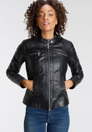 Only Lederimitatjacke ONLY ONLBANDIT FAUX LEATHER BIKER, Damen, Gr. 34, schwarz, Web, Obermaterial: 100% Viskose. Beschichtung: 100% Polyurethan, unifarben