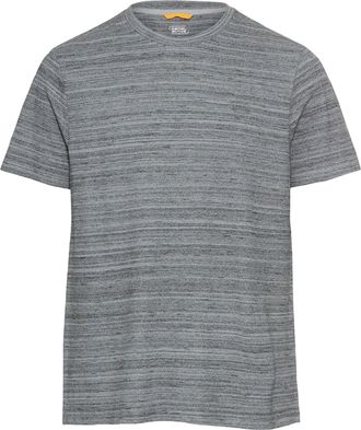 Camel Active T-Shirt CAMEL ACTIVE, Herren, Gr. L, stone blau, Jersey, Obermaterial: 80% Baumwolle, 20% Polyester, gestreift, meliert, regular fit taillenbedeckt, R