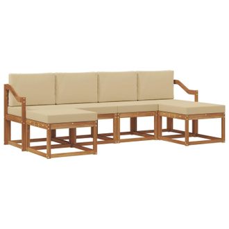 vidaXL Conjunto De Sof&aacute;s De Exterior Con Coj&iacute;n 6 Pcs Natural Y Beige Vidaxl