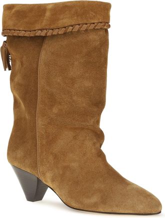 Isabel Marant Womens Boots Draped Suede Cognac Calf Leather