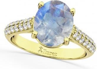 Allurez Oval Moonstone & Diamond Engagement Ring 14k Yellow Gold (4.42ct)