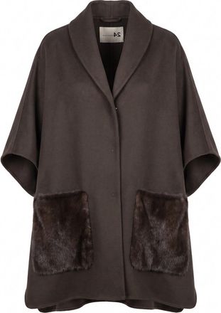Manzoni24 Cashmere Cape With Mink Details