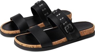 Lucky Brand Dineesa Studded Two Band Flat Sandals Womens Sandals Black : 6.5 B - Medium, Leather