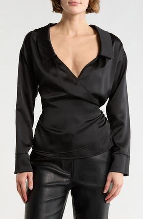 Renee C Faux Wrap Satin Top in Black at Nordstrom Rack, Size X-Small