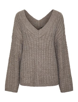Pieces Womens Pcnalisa Ls Deep V-Neck Knit Bc Jumper, Taupe Gray, M