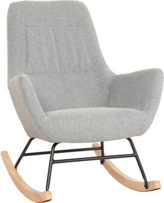 Hhg Non utilizzato] Sedia a dondolo HHG 704, poltrona tv imbottita, legno massiccio metallo stoffa/tessuto 320g/m², grigio verde