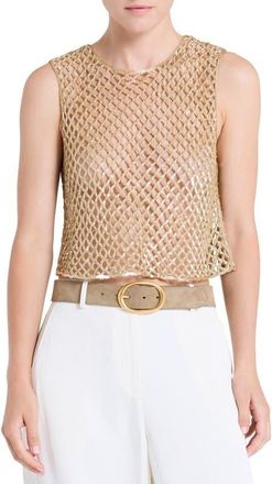 TWP Sequined Open Stitch Muscle Tee in Olive Grey at Nordstrom, Size Large