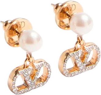 Valentino Garavani Womens Drop Earrings Metallic Brass