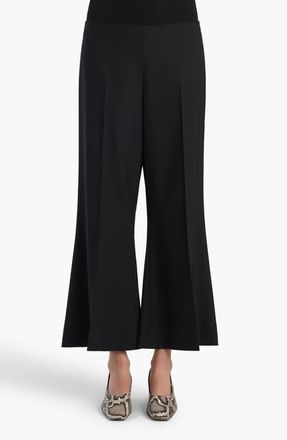Khaite Walter Virgin Wool Kick Flare Crop Pants in Black at Nordstrom, Size 10