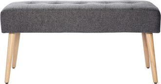Miliboo Miliboo - Panca lavorazione capitonné effetto velluto testurizzato grigio chiaro e legno chiaro L95 cm guesta