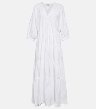 Juliet Dunn Embroidered cotton poplin maxi dress