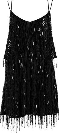 Circus Hotel Abito Sleeveless Beaded Fringe Mini Dress