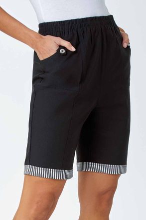 Roman Contrast Detail Elastic Waist Stretch Shorts