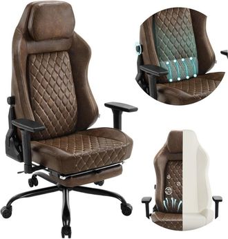 Woltu Silla De Oficina Ejecutiva Con Ruedas Giratorias Silla Gaming Sports Race En Piel Sint&eacute;tica Vintage, Marr&oacute;n - Woltu