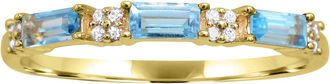 Diamond2Deal 10K Yellow Gold Swiss Blue Topaz and Diamond Wedding Band Ring ( 0.40Ct)