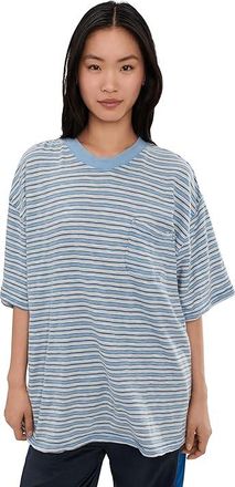 Free People All Love Stripe Pocket T-Shirts Womens Clothing Blissful Blue Combo : LG (Womens 12-14), Cotton