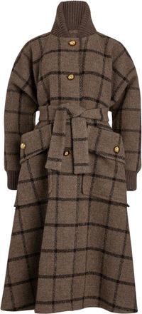 Patou tied-waist coat - women - Wool/Nylon/Polyester/Viscose/Viscose - 34 - Brown