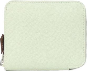 Herm&egrave;s Blue Paradise Green Epsom Leather Silk Wallet (Bi-Fold) (Pre-Owned)